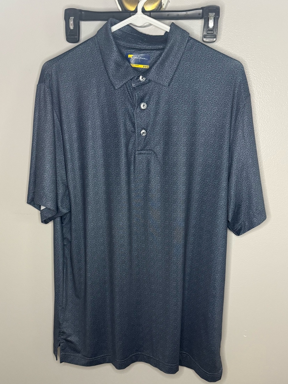 Jack Nicklaus Men’s Medium Performance Golf Polo Shirt Gray Geometric Print